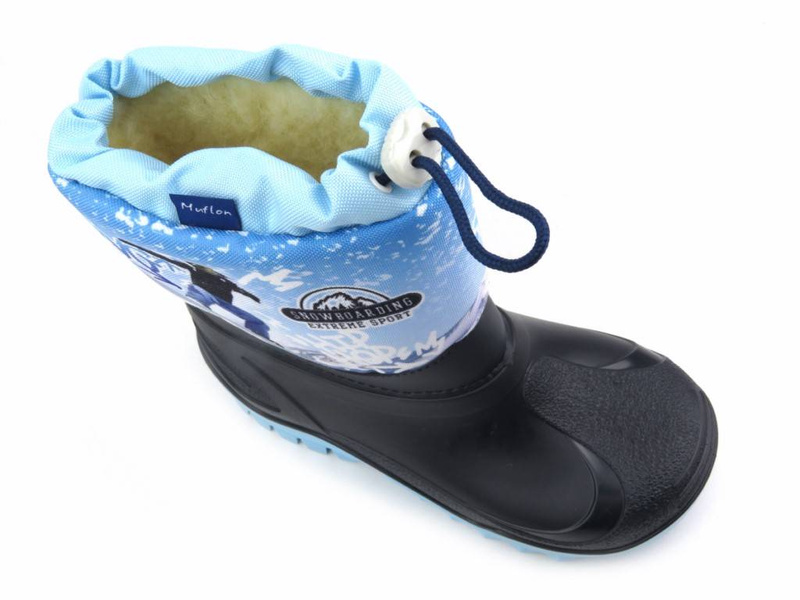 Śniegowce dziecięce z wełną - Ren But Muflon 32-468, niebieskie