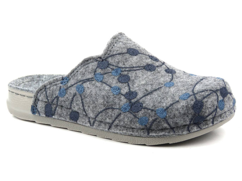 Filcowe kapcie damskie Inblu UA-35, szare w kropki
