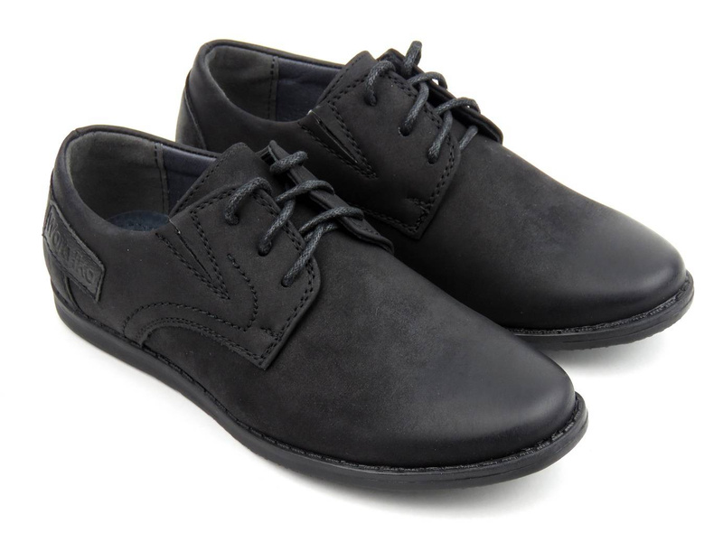 Eleganckie półbuty wizytowe, buty komunijne - WOJTYŁKO 1377, czarne
