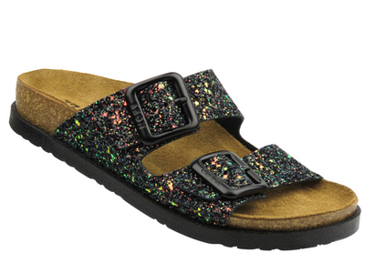 Klapki damskie z klamrą czarne Leon 7010/1