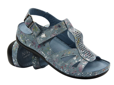 Skórzane sandały damskie niebieskie Nika Komfort H-179
