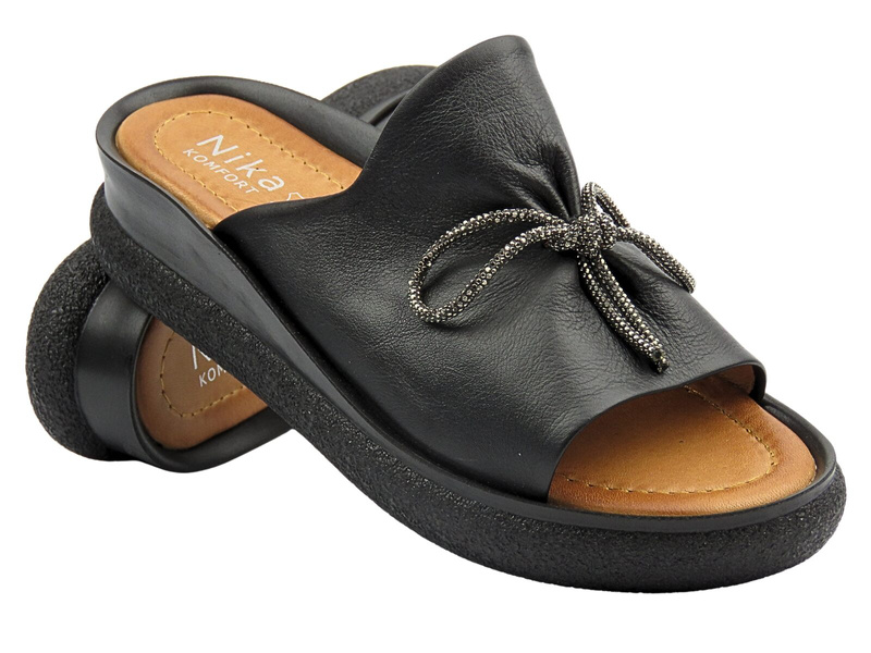 Wygodne klapki damskie czarne Nika Komfort H-154