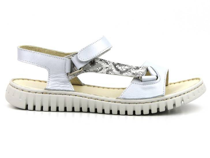 Skórzane sandały damskie polskiej marki HELIOS Komfort 249S, srebrne