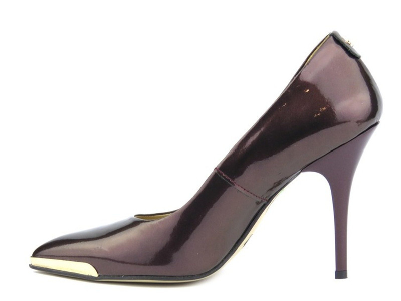 Lakierowane szpilki z noskiem w szpic - Kati 700, bordowe