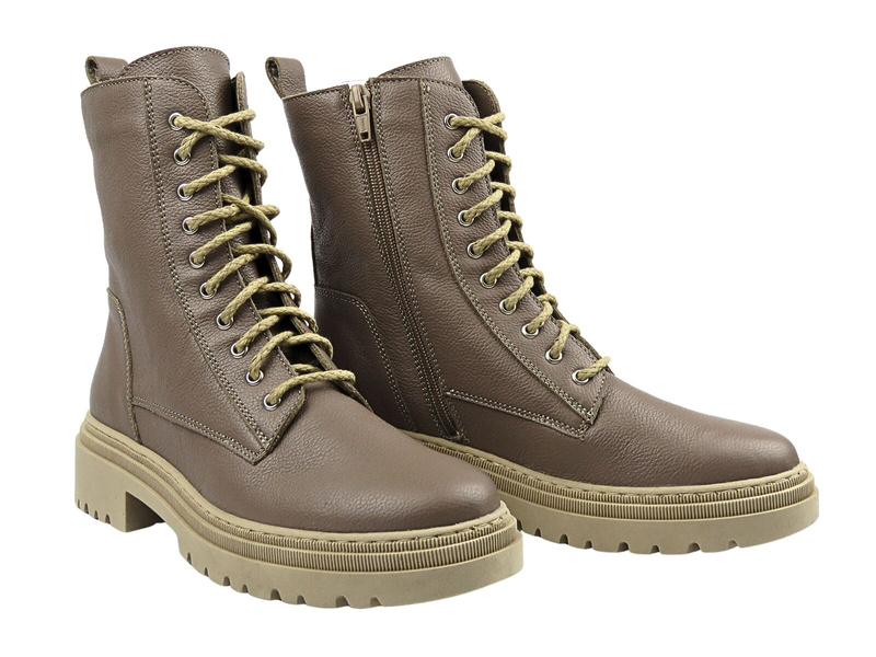 Wygodne botki damskie z naturalnej skóry Nika Komfort 1363, taupe