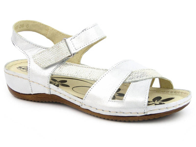 Wygodne sandały damskie polskiej produkcji - Helios Komfort 246, srebrne