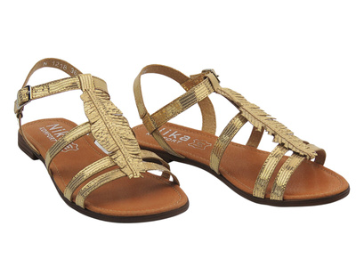 Skórzane sandały damskie złote Nika Komfort 1218
