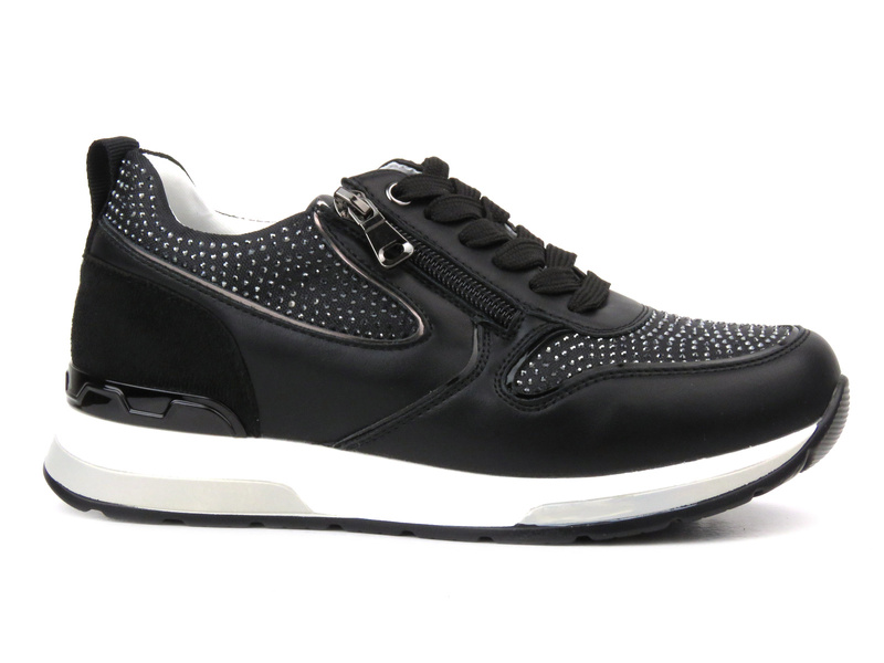 Sneakersy damskie z kryształkami- INBLU IN-323, czarne