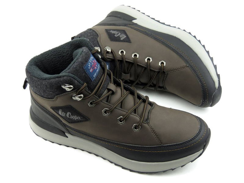 Ciepłe trzewiki męskie na grubej podeszwie - LEE COOPER LCJ-21-01-0532M, brązowe