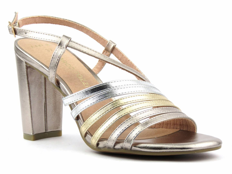 Sandały damskie na słupku - Marco Tozzi 28324, różowe