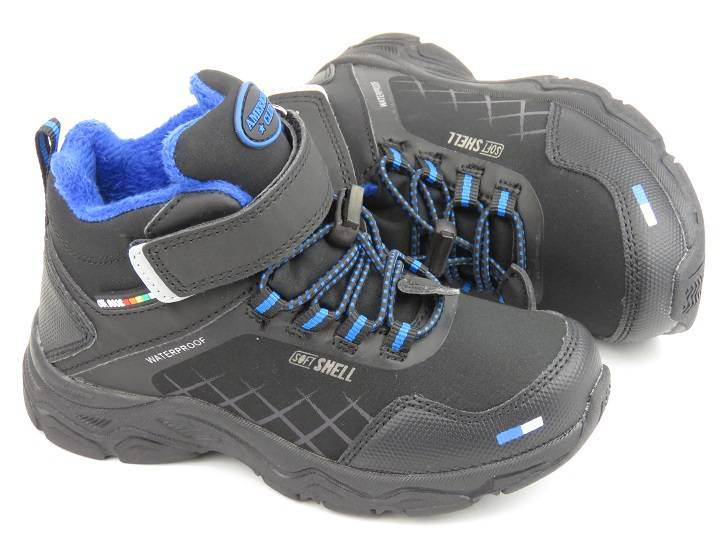 Śniegowce, trapery dziecięce - AMERICAN CLUB HL 28/22, czarne z niebieskim