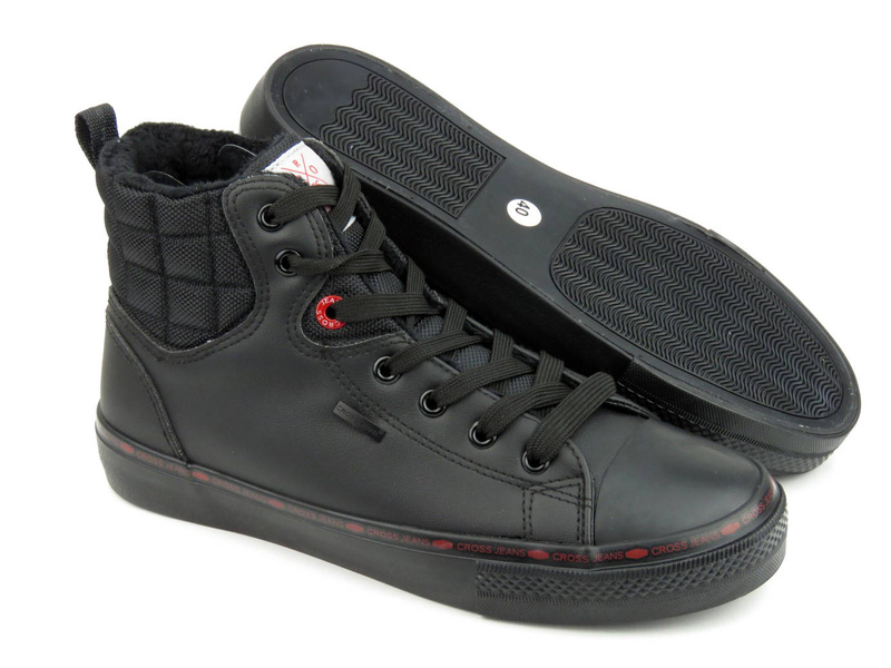 Ocieplane trampki męskie za kostkę - CROSS JEANS KK1R4054C, czarne