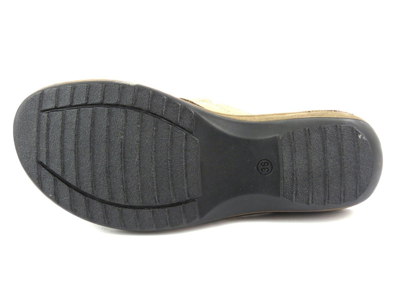 Klapki damskie a la chodaki - HELIOS KOMFORT 242, beżowe