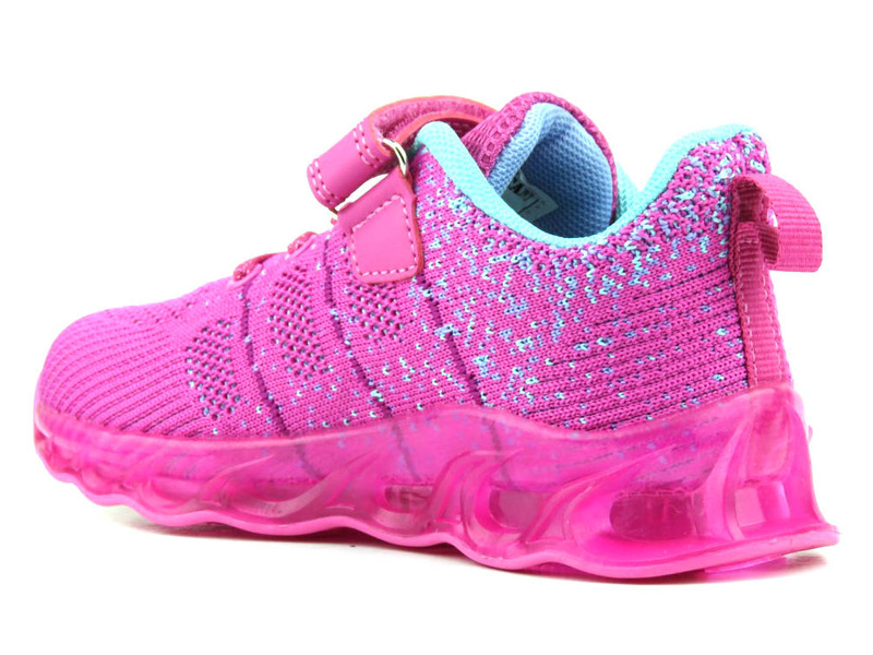 Sportowe buty dziecięce z systemem LED - AMERICAN CLUB ES131/23, różowe