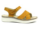 Skórzane sandały damskie ze skrzyżowanymi paskami - HELIOS Komfort 123, żółte