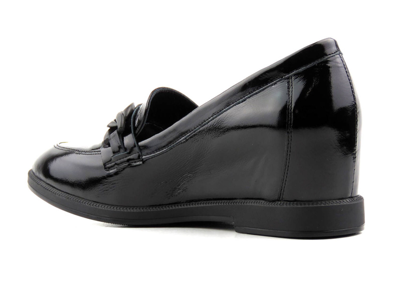 Lakierowane półbuty damskie na ukrytym koturnie - VENEZIA 1426 R010, czarne