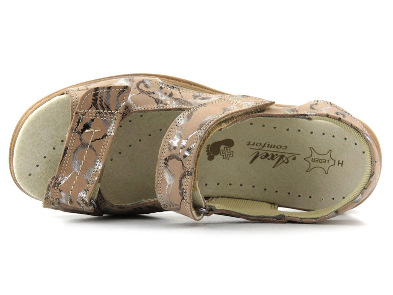 Wygodne, skórzane sandały damskie profilaktyczne - KOSELA MEDIC 9154, beżowe w liście