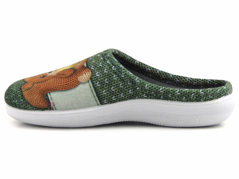 Kapcie damskie na prezent - INBLU CAMILLE, zielone z wiewiórką