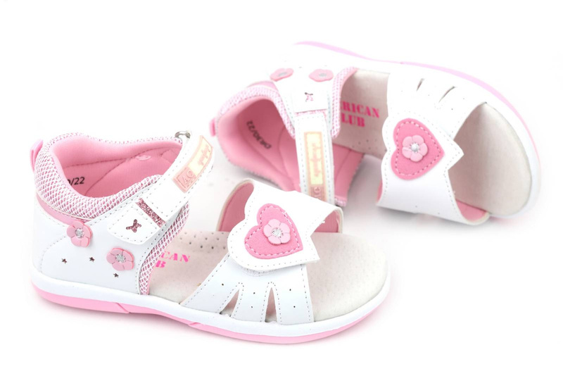 Sandały dziecięce dla dziewczynki - American Club DR 30/22, białe