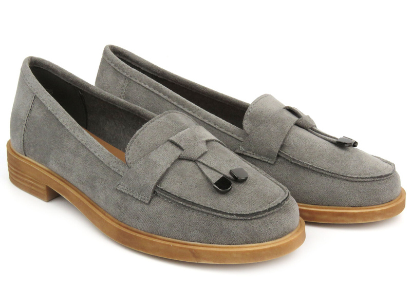 Półbuty, mokasyny damskie Potocki 24-12369, szare