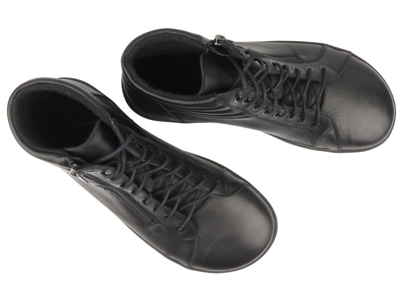 Barefoot skórzane minimalistyczne botki damskie Helios Komfort 889, czarne – tęgość H+