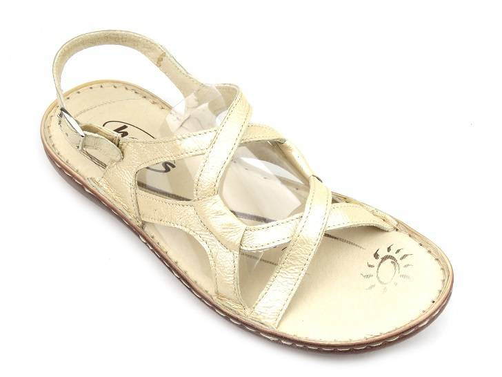 Sandały damskie ze skóry naturalnej - Helios Komfort 662, perłowe