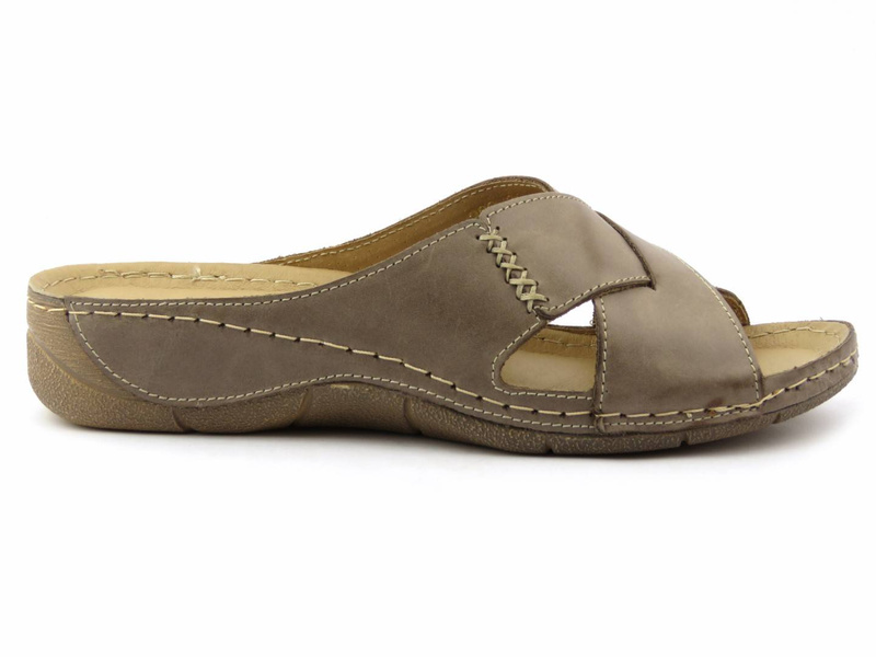 Wygodne klapki damskie polskiej marki HELIOS Komfort 229, beżowe