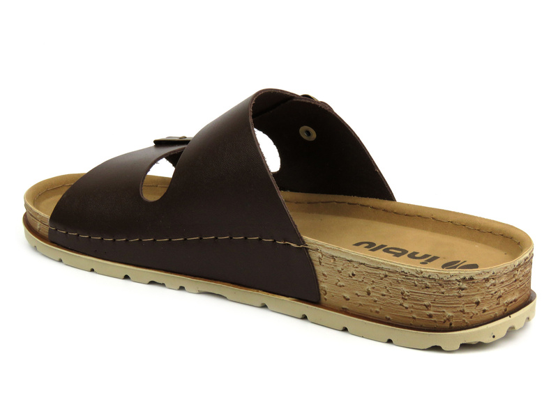 Klapki męskie z klamrami ciemnobrązowe INBLU RU-2I