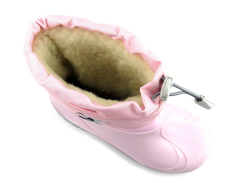 Śniegowce dziecięce ocieplane wełną owczą - REN BUT Muflon 32-468, jasnoróżowe