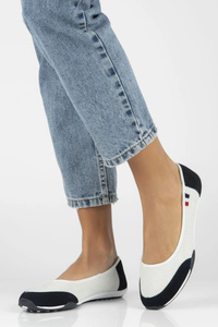 Skórzane półbuty damskie - Filippo DP142, biało-granatowe