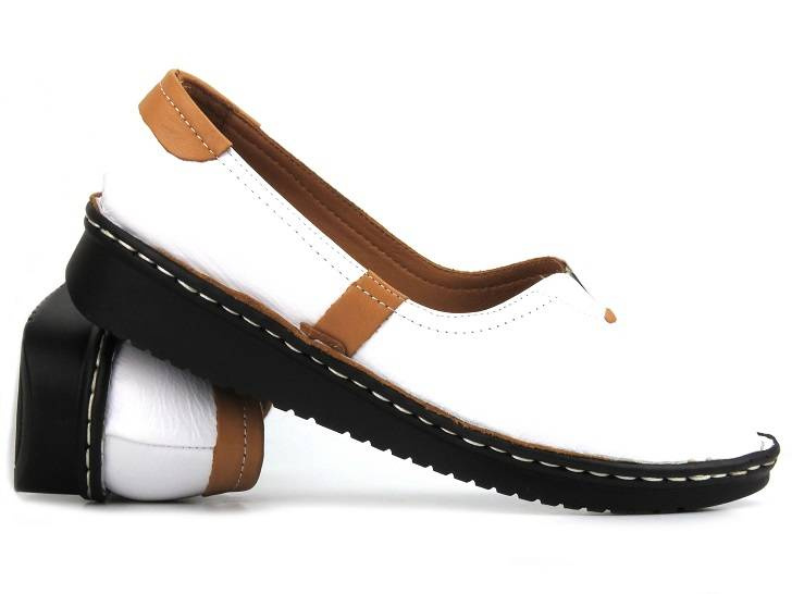 Półbuty damskie skórzane - Artiker 50C0341, białe