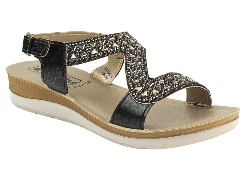 Sandałki damskie z ozdobną cholewką - INBLU BV-39, czarne