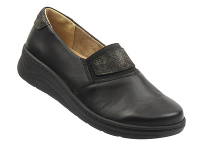 Wygodne półbuty damskie z miękkiej skóry czarne 2 Helios Komfort 455