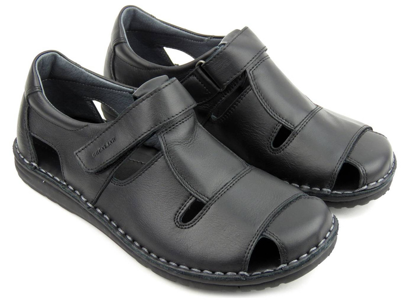 Zabudowane sandały męskie na wiosnę i lato - GRUNLAND SA1515-80, czarne