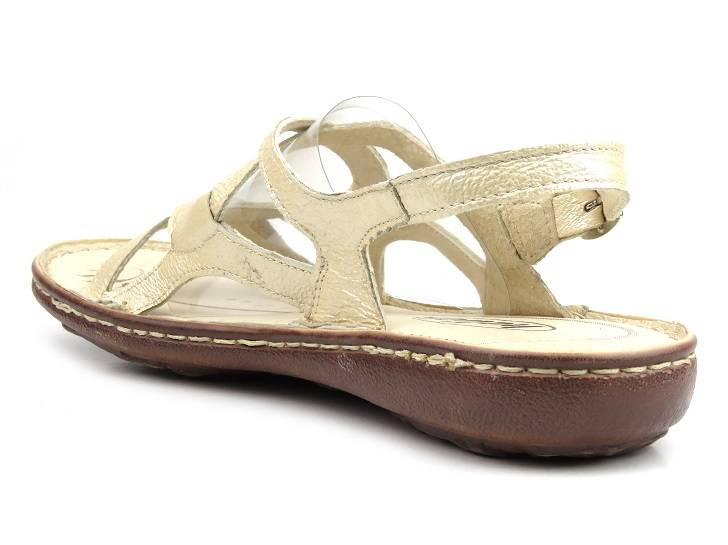 Sandały damskie ze skóry naturalnej - Helios Komfort 662, perłowe