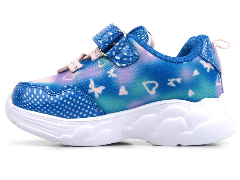 Buty dziecięce sportowe ze świecącą podeszwą - American Club ES89/22, niebieskie