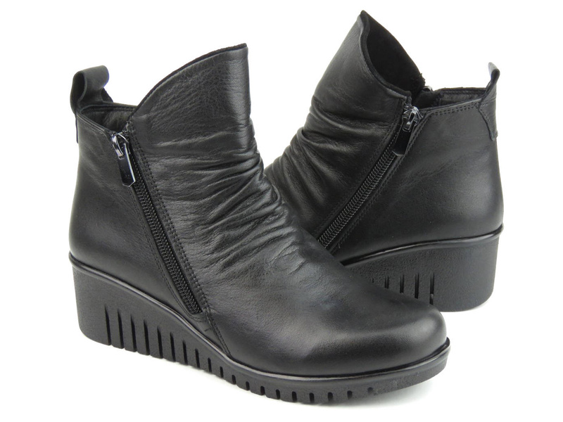 Botki damskie na dwa suwaki - COMFORTABEL 962319, czarne