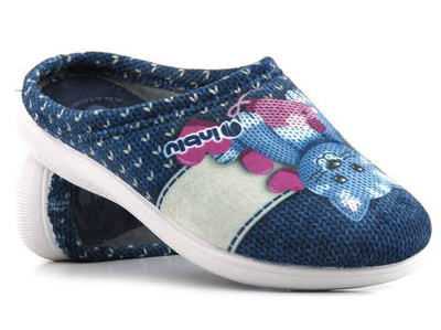 Kapcie damskie z kotem - INBLU CAMILLE, granatowe