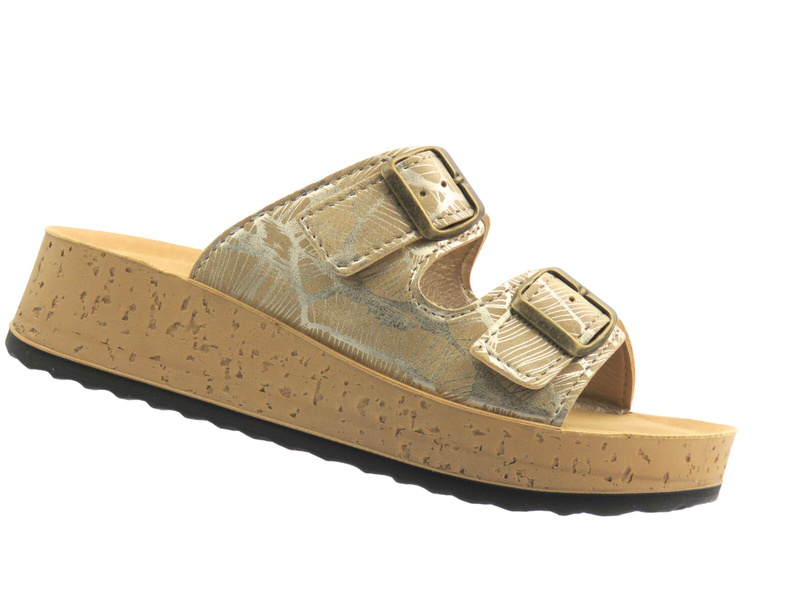 Klapki damskie z klamrami piaskowe INBLU ETNA