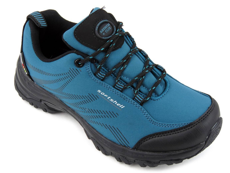 Trekkingi damskie z tkaniną softshell - AMERICAN CLUB WT51/21(22), niebieskie