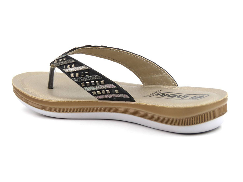 Japonki damskie z ozdobnymi paskami - INBLU BA-40, czarne