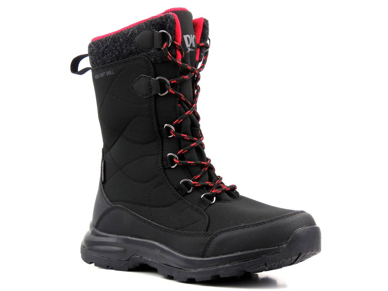 Wysokie buty zimowe, śniegowce damskie DK TECH SoftShell 2105, czarno-czerwone