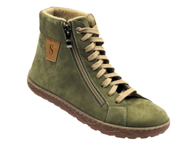 Barefoot skórzane minimalistyczne botki damskie oliwkowe 2 Nika Komfort 1443