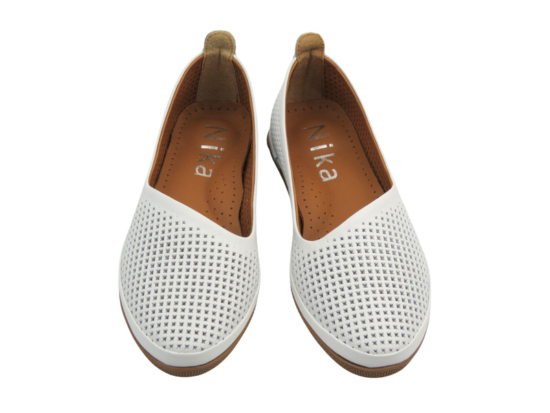 Skórzane półbuty damskie polskiej marki białe Nika Komfort H-478