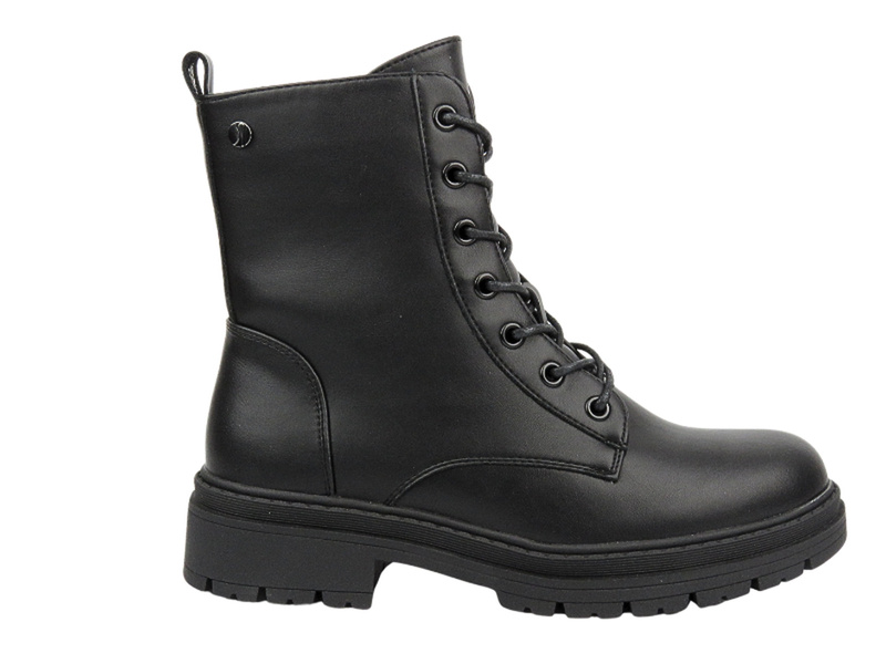 Skórzane Botki Damskie - Inblu IC-37 Czarne Na Zamek