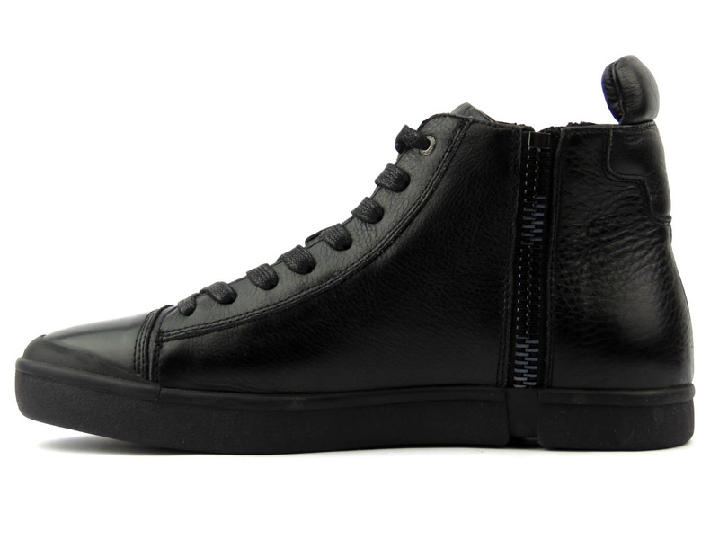 Skórzane sneakersy, trzewiki męskie za kostkę - JOHN DOUBARE M5761-1, czarne
