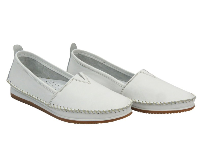 Półbuty damskie - Nika Komfort H-741, białe Polska Marka