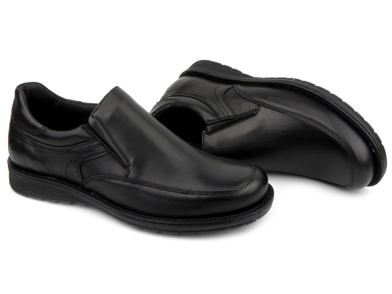 Wygodne, skórzane półbuty męskie wsuwane - Tapi 7271, czarne