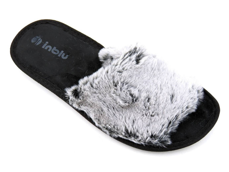Futerkowe kapcie damskie INBLU 68-3B, szare