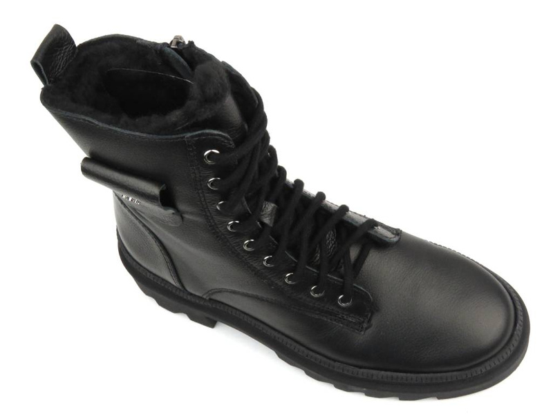 Skórzane botki damskie polskiej marki - Waldi 1186, czarny